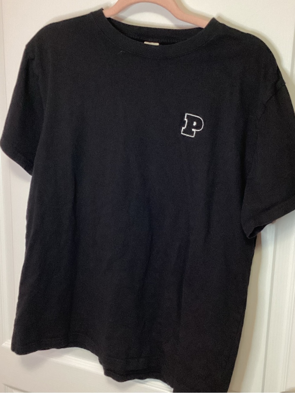 PINK Victoria's Secret Black Short Sleeve Tee with P Patch